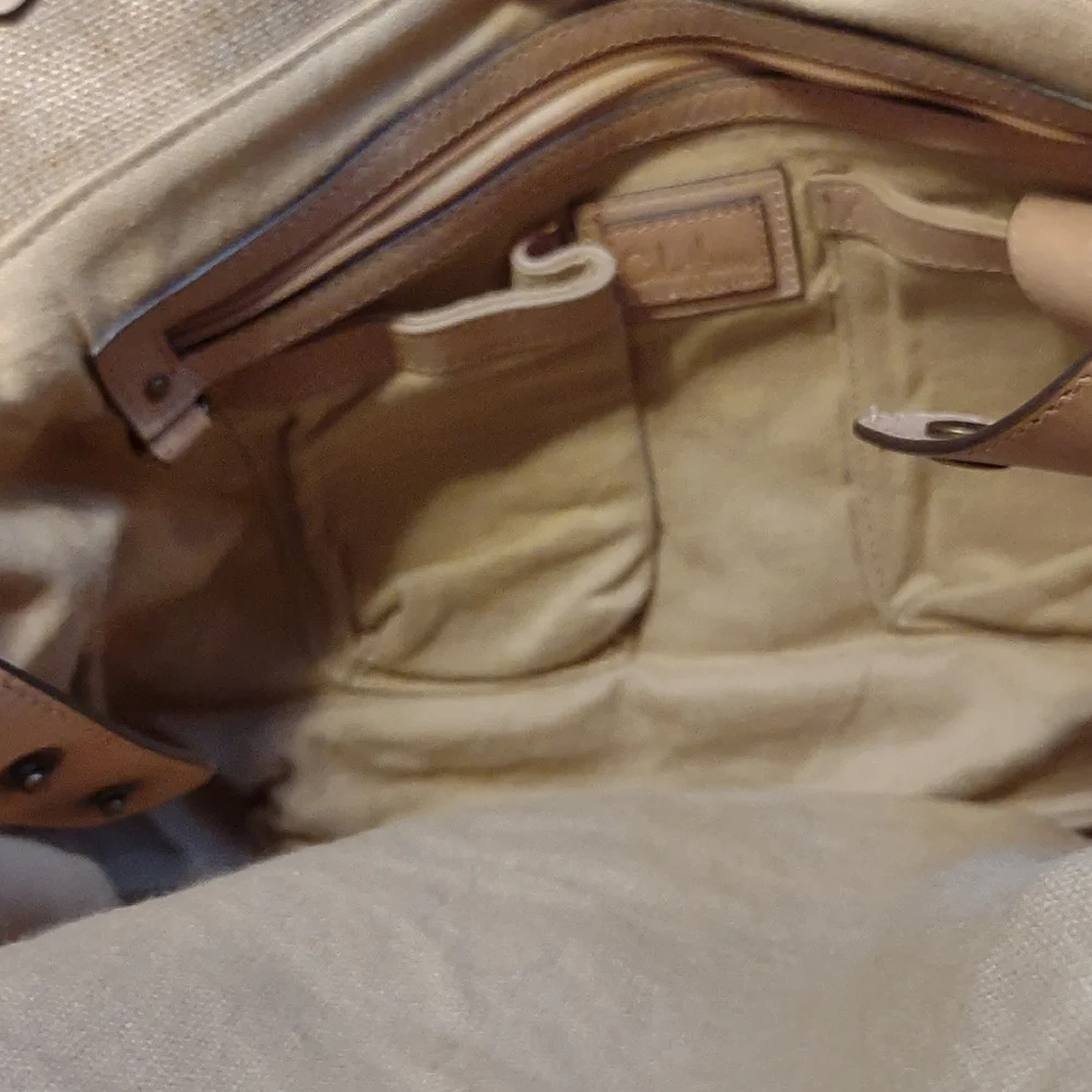 Cole Haan Beige Woven-Front Satchel - Picture 9 of 9